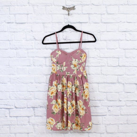 Band of Gypsies Dresses & Skirts - Band of Gypsies Pink Bra Top Summer Floral Sweetheart Mini Dress Size XS